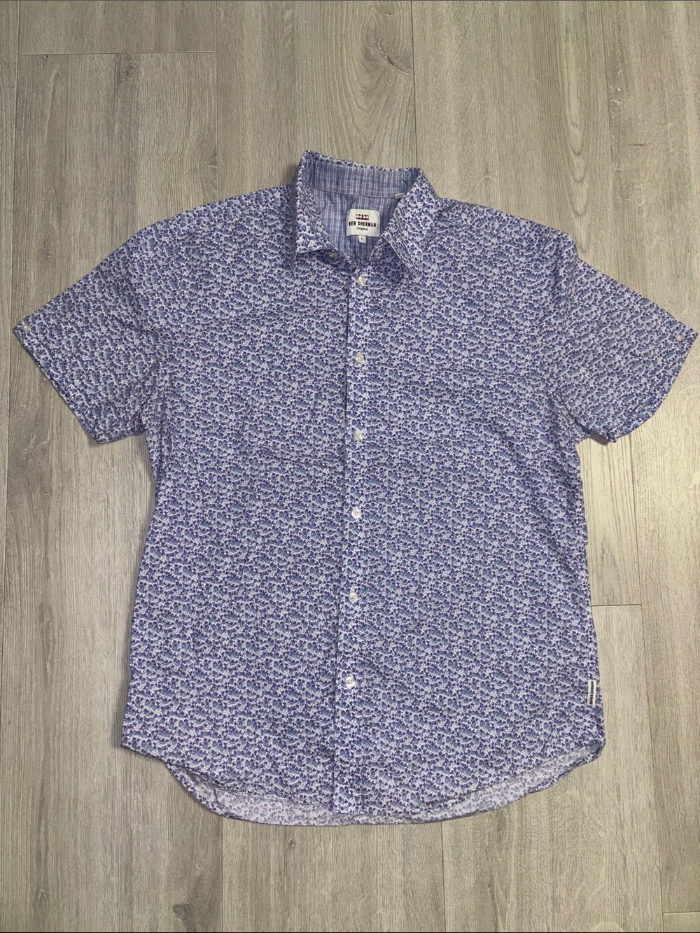🔥BUNDLESALE Mens L Ben Sherman Short-Sleeve Button-Down in Purple Floral